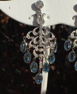 14k White Gold 5.25ct Aquamarine & Diamonds Earrings