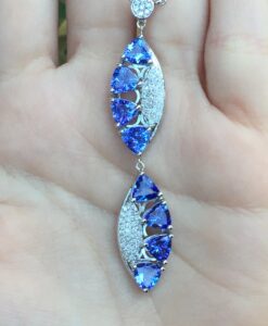 14k White Gold 9.89ct Tanzanite & Diamonds Necklace